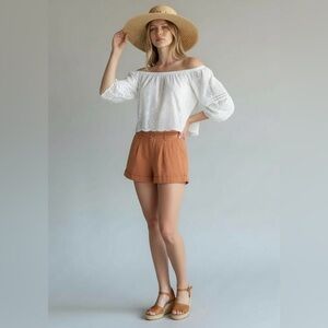 BDG Urban Outfitters W27 Pleated‎ Shorts High Waist Cuffed Copper Brown